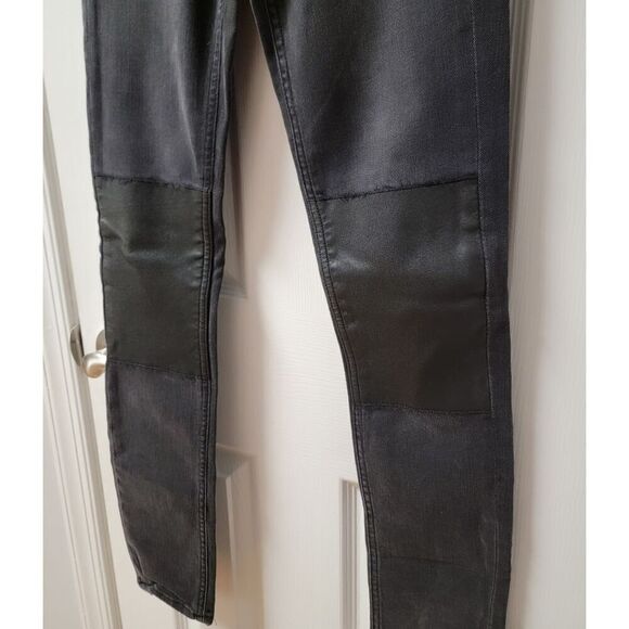 Allsaints Biker Jeans Leather Knee Patches 26 - Picture 4 of 9